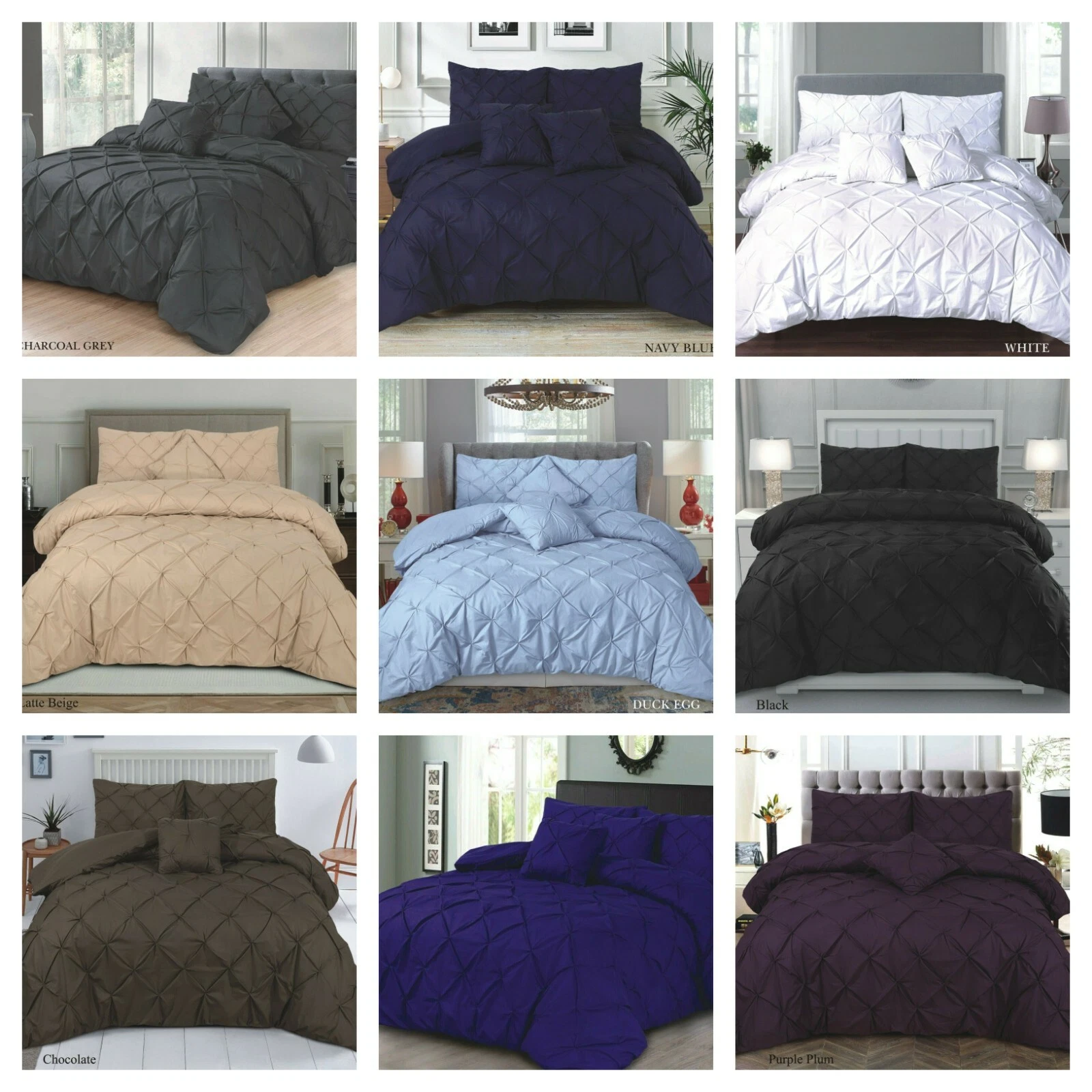 PINTUCK DUVET SET POLY COTTON QUILT COVER SINGLE D